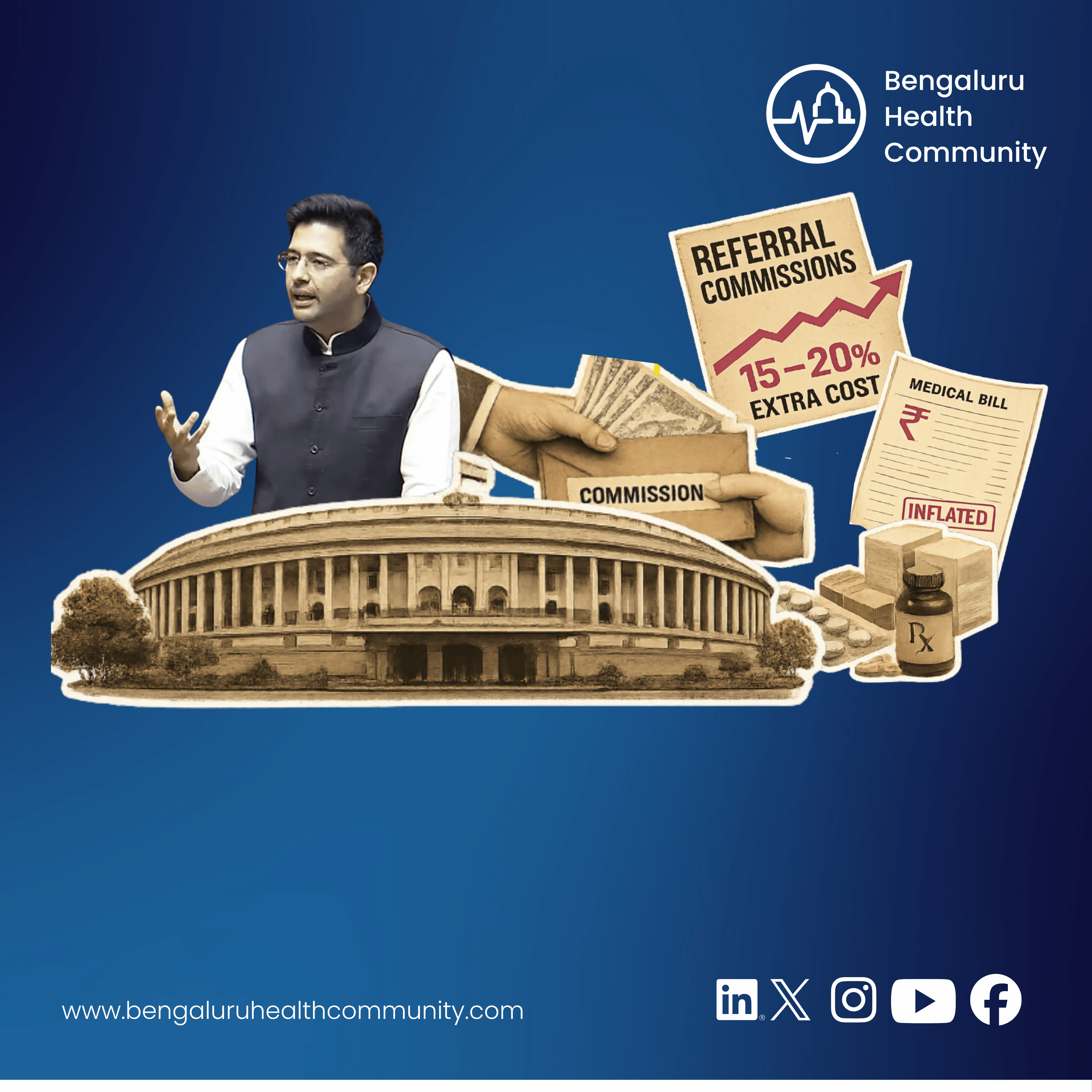 Mustafa Shariff, Editor in Chief — BJP MP Raghav Chadha Tells Rajya Sabha That Referral Commissions Are Inflating Indian Medical Bills by 15-20% — A Systemic Governance Problem Needs a Systemic Fix