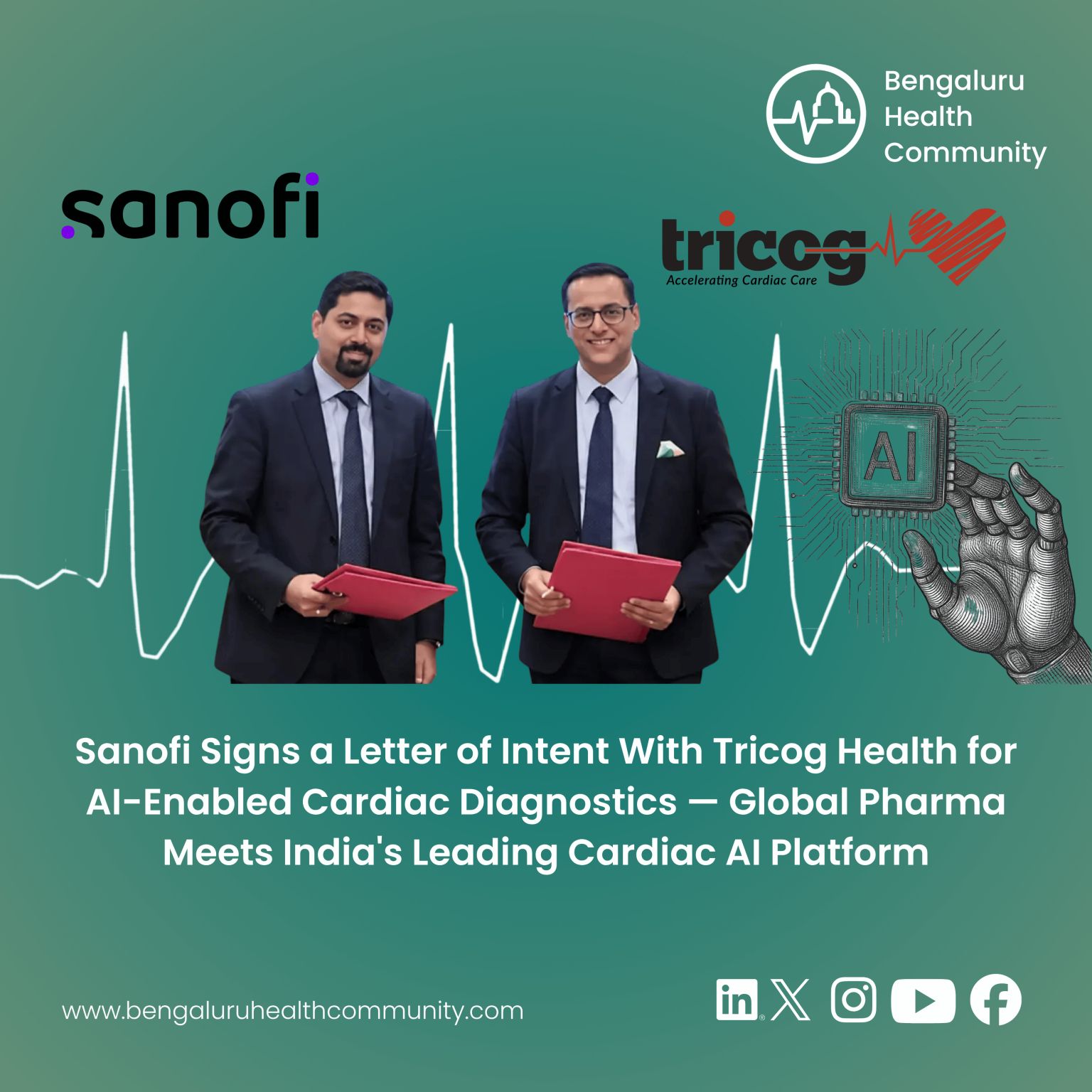 Mustafa Shariff, Editor in Chief — Sanofi Signs a Letter of Intent With Tricog Health for AI-Enabled Cardiac Diagnostics — Global Pharma Meets India's Leading Cardiac AI Platform
